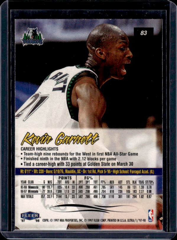 1997-98 Ultra #83 Kevin Garnett