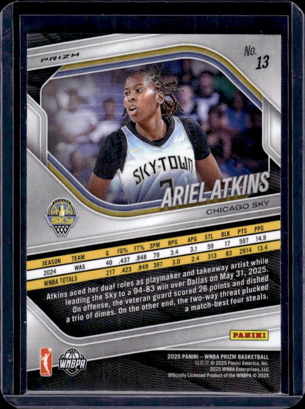 2025 Panini Prizm WNBA #13 Ariel Atkins WNBA Logo Prizm