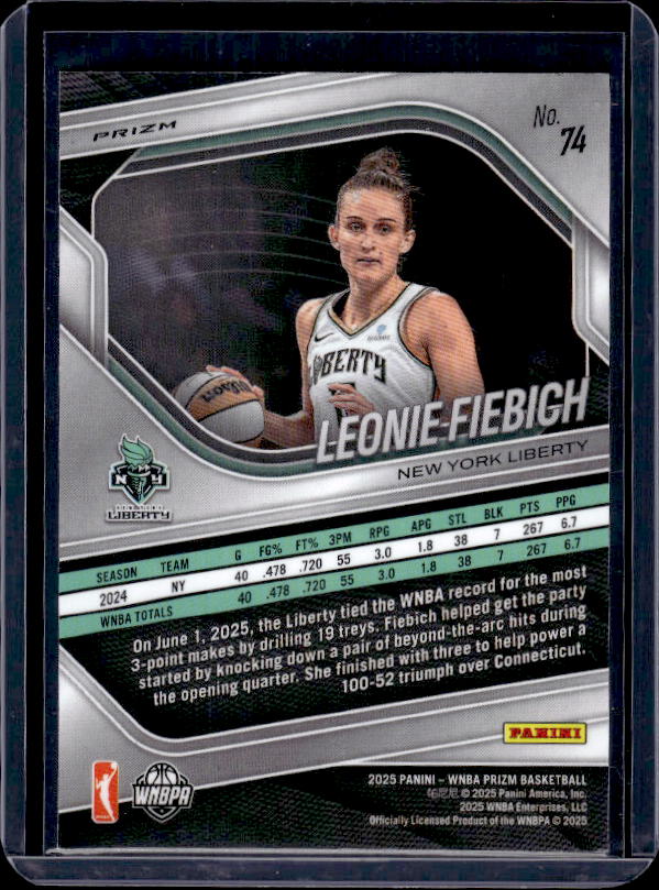 2025 Panini Prizm WNBA #74 Leonie Fiebich Blue Velocity Prizm