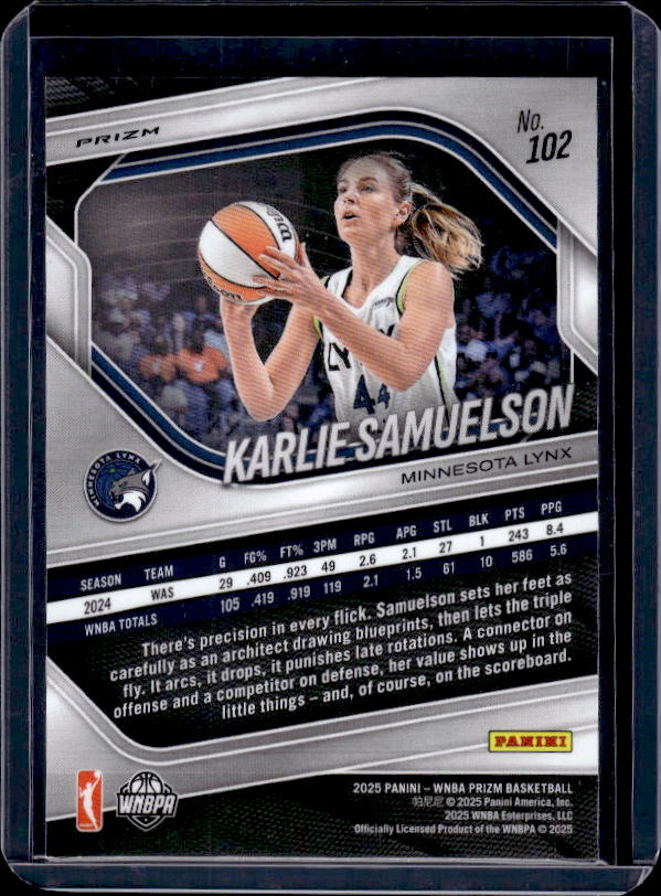 2025 Panini Prizm WNBA #102 Karlie Samuelson Silver Prizm