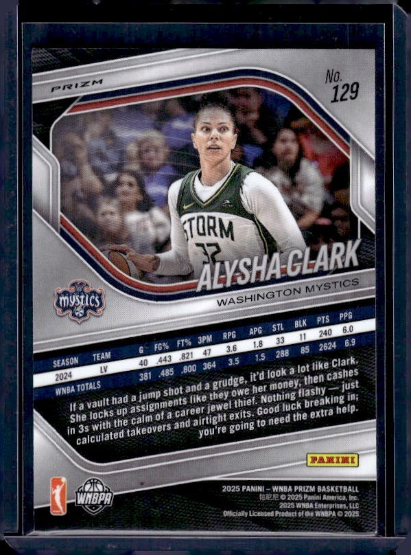 2025 Panini Prizm WNBA #129 Alysha Clark Green Prizm