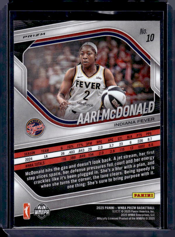 2025 Panini Prizm WNBA #10 Aari McDonald Blue Velocity Prizm