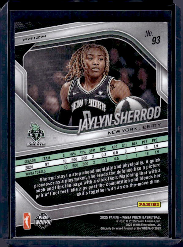 2025 Panini Prizm WNBA #93 Jaylyn Sherrod Ice Prizm