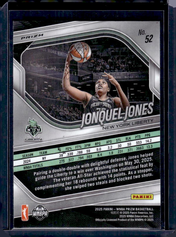 2025 Panini Prizm WNBA #52 Jonquel Jones Ice Prizm