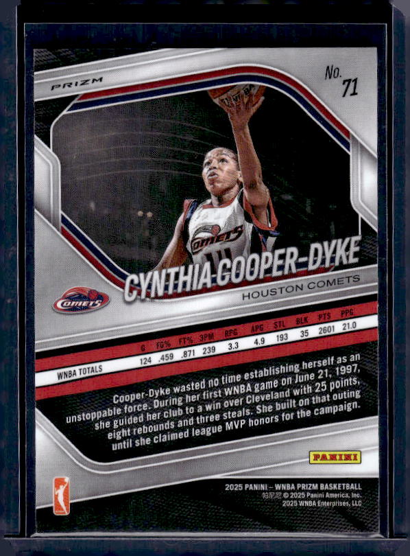 2025 Panini Prizm WNBA #71 Cynthia Cooper-Dyke Ice Prizm