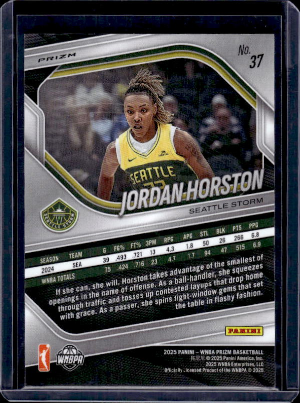 2025 Panini Prizm WNBA #37 Jordan Horston Blue Velocity Prizm