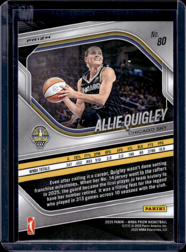 2025 Panini Prizm WNBA #80 Allie Quigley Ice Prizm