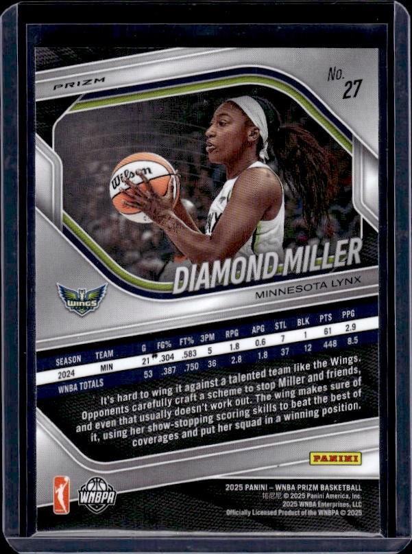 2025 Panini Prizm WNBA #27 Diamond Miller Ice Prizm