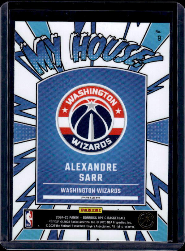 2024-25 Donruss Optic #9 Alexandre Sarr My House Purple
