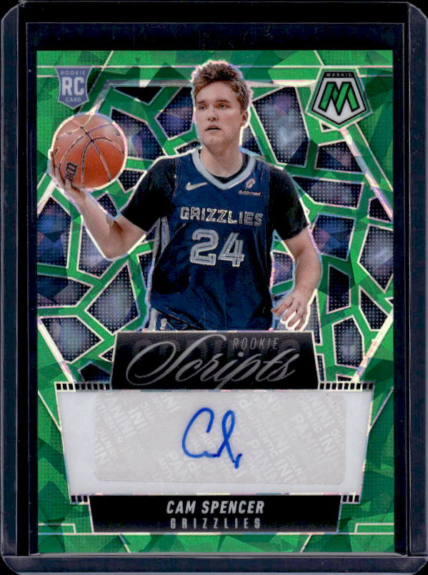 2024-25 Panini Mosaic #RS-CAM Cam Spencer Rookie Scripts Green Ice