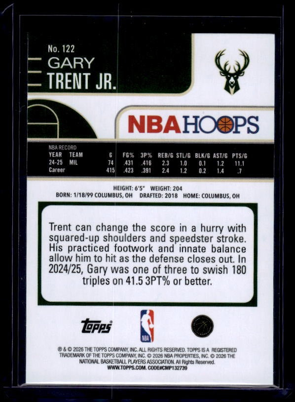 2025-26 Hoops #122 Gary Trent Jr. Orange Hoops