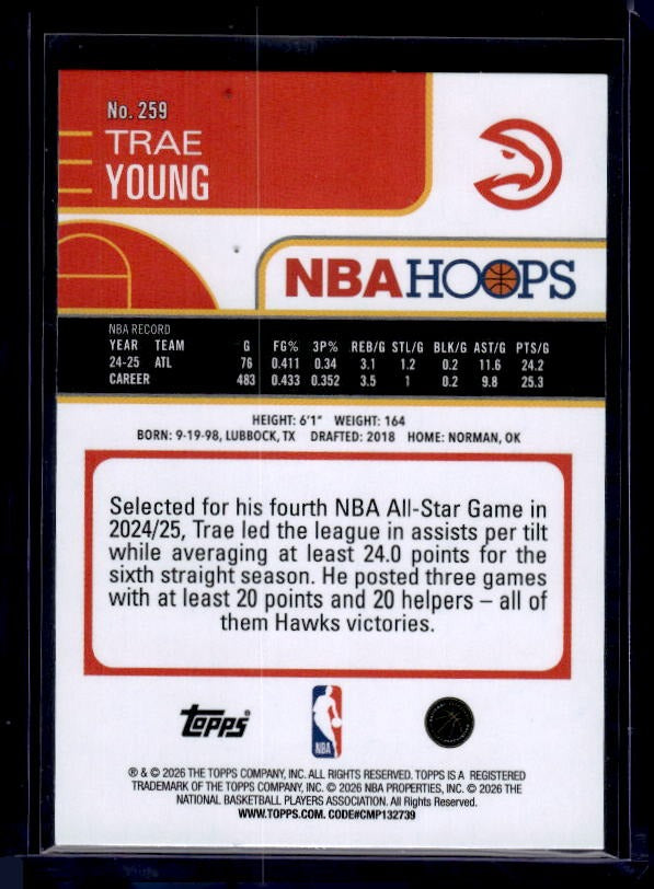 2025-26 Hoops #259 Trae Young Pixel Burst