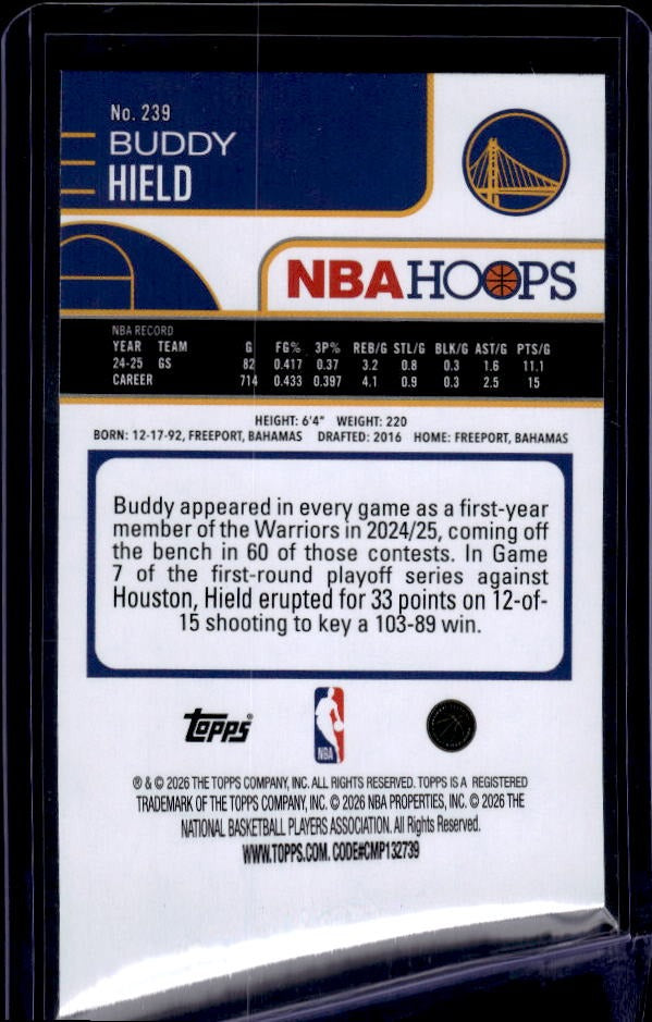 2025-26 Hoops #239 Buddy Hield Green Hoops