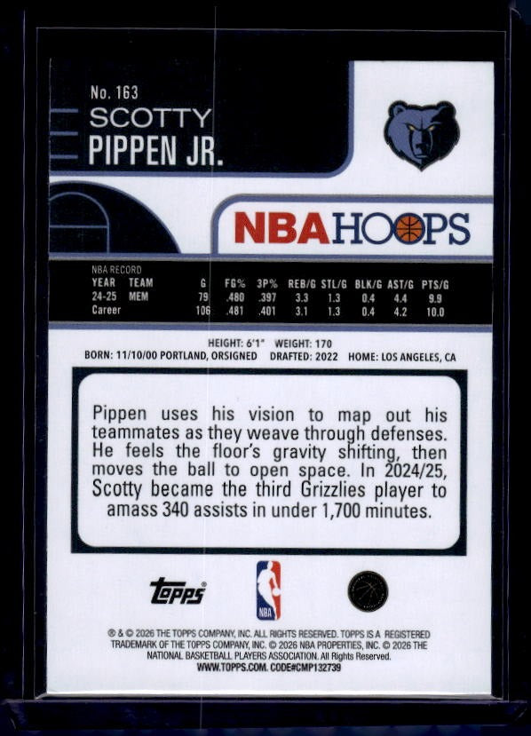 2025-26 Hoops #163 Scotty Pippen Jr. Green Hoops