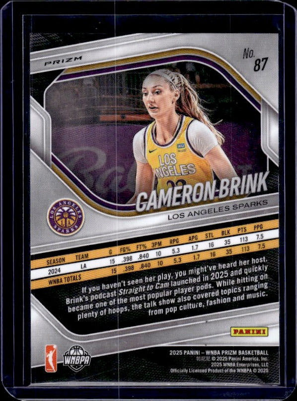 2025 Panini Prizm WNBA #87 Cameron Brink Ice Prizm