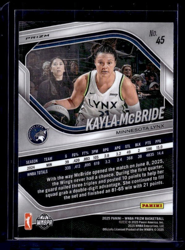 2025 Panini Prizm WNBA #45 Kayla McBride Green Prizm
