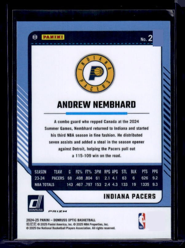 2024-25 Donruss Optic #25 Andrew Nembhard Purple Shock