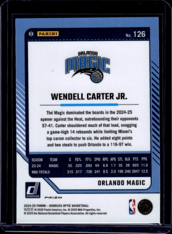 2024-25 Donruss Optic #126 Wendell Carter Jr. Purple