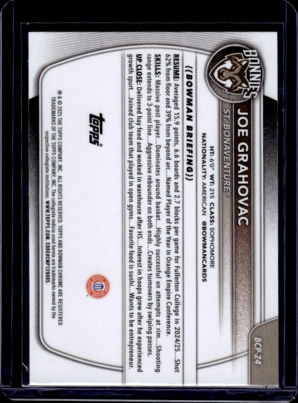 2025-26 Bowman #BCP-24 Joe Grahovac Chrome Prospects