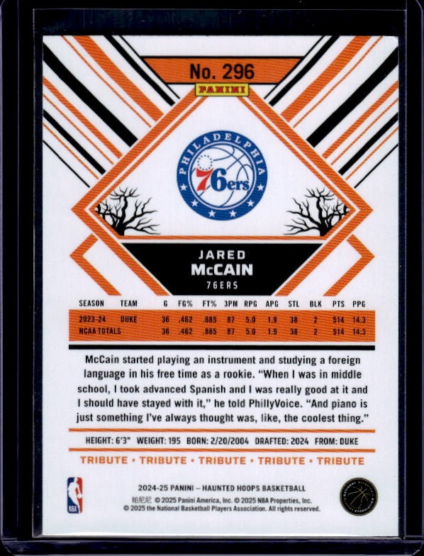 2024-25 Hoops Haunted Hoops #296 Jared McCain