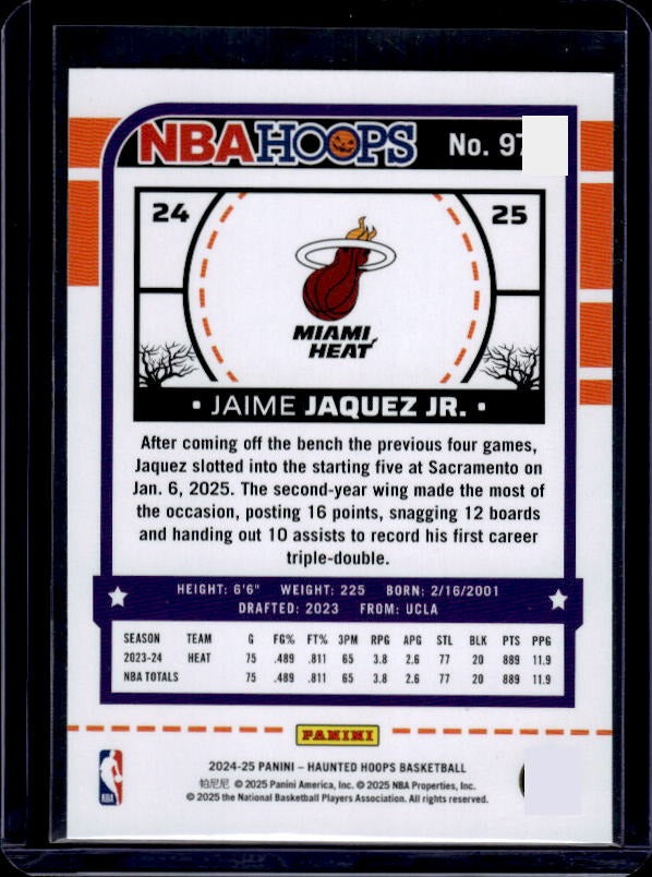 2024-25 Hoops Haunted Hoops #97 Jaime Jaquez Jr. Slime