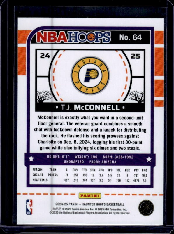 2024-25 Hoops Haunted Hoops #64 T.J. McConnell Slime