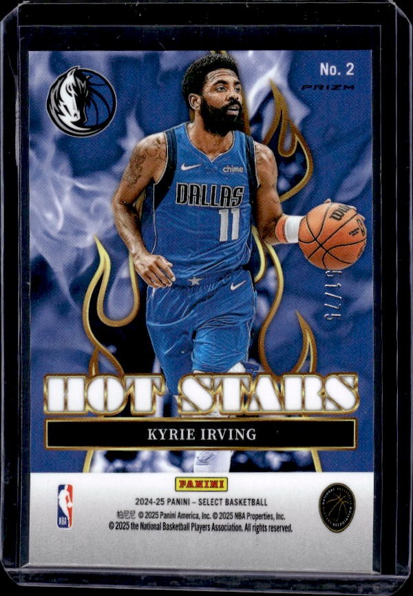 2024-25 Panini Select #2 Kyrie Irving Hot Stars Cracked Ice Purple Prizm #/75