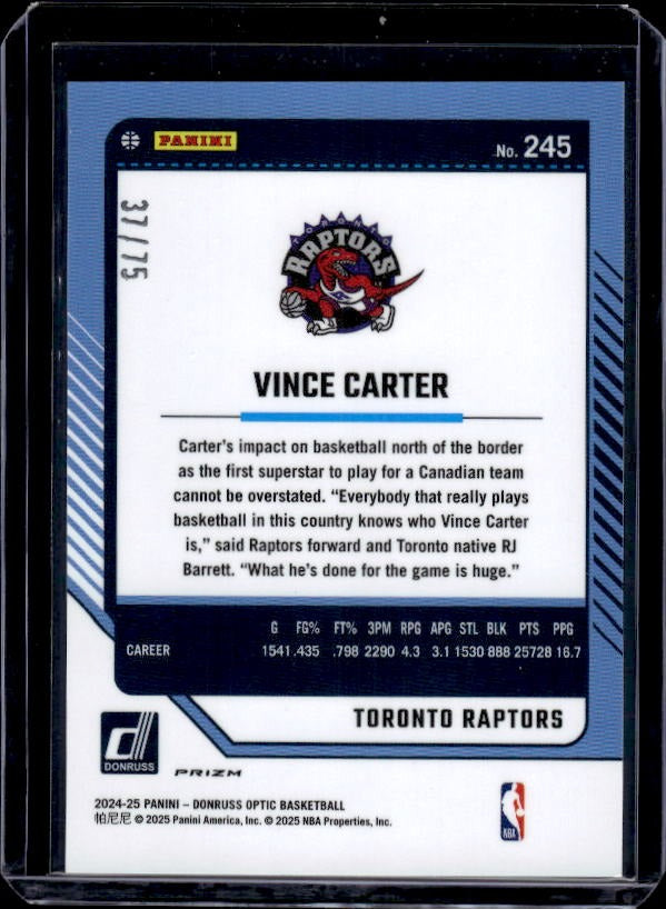 2024-25 Donruss Optic #245 Vince Carter Red Glitter #/75