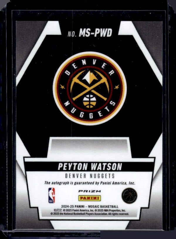 2024-25 Panini Mosaic #MS-PWD Peyton Watson Scripts Mosaic
