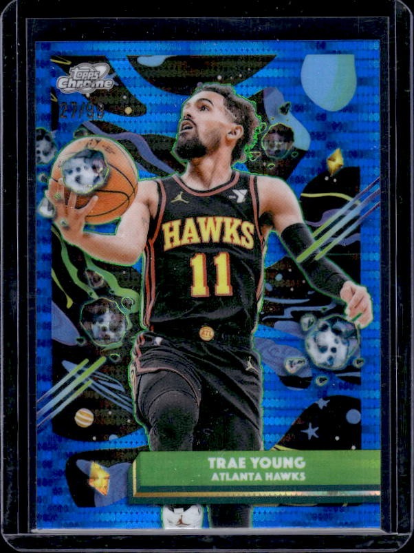2025-26 Topps Chrome Cosmic #15 Trae Young Blue Moon Refractor #/99