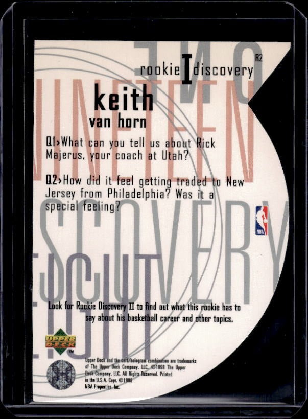 1997-98 Upper Deck #R2 Keith Van Horn Rookie Discovery I