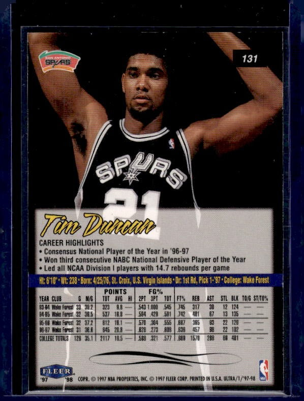 1997-98 Ultra #131 Tim Duncan
