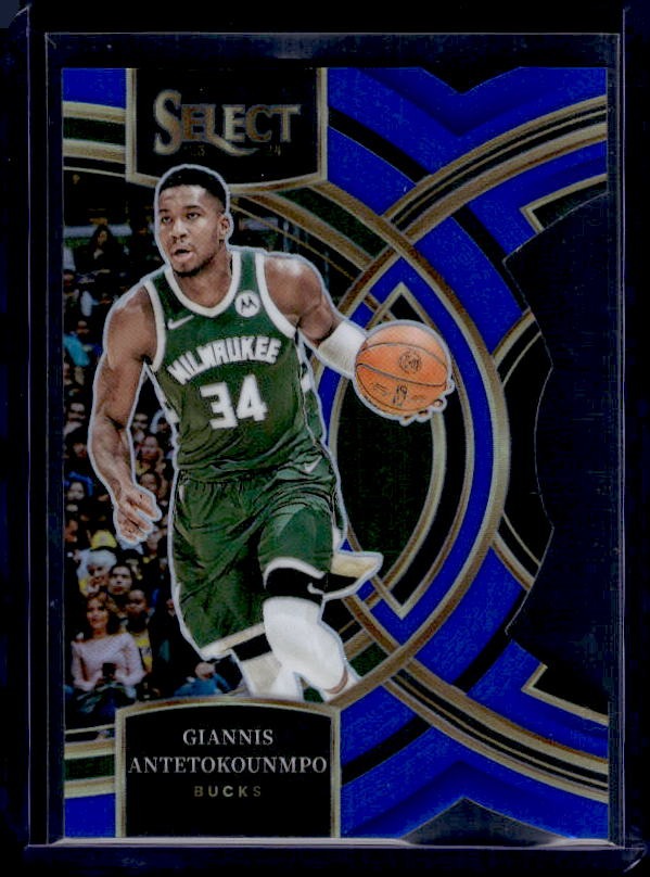 2023-24 Panini Select #141 Giannis Antetokounmpo Blue Prizm Die Cut #/249