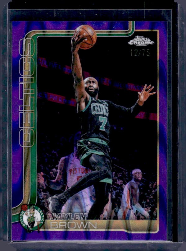 2025-26 Topps Chrome Update #9 Jaylen Brown Purple RayWave Refractor #/75