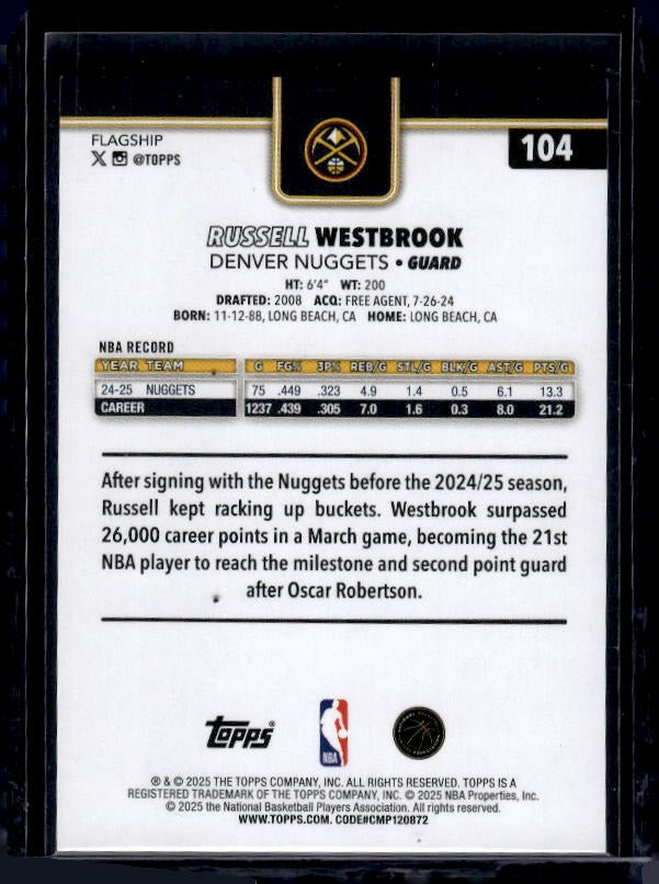 2025-26 Topps #104 Russell Westbrook Foil Pattern