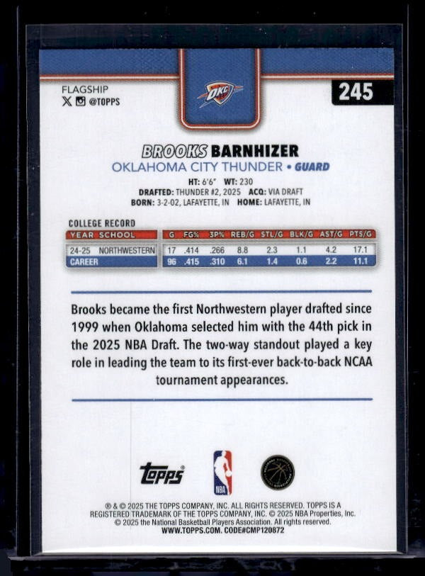 2025-26 Topps #245 Brooks Barnhizer Foil Pattern