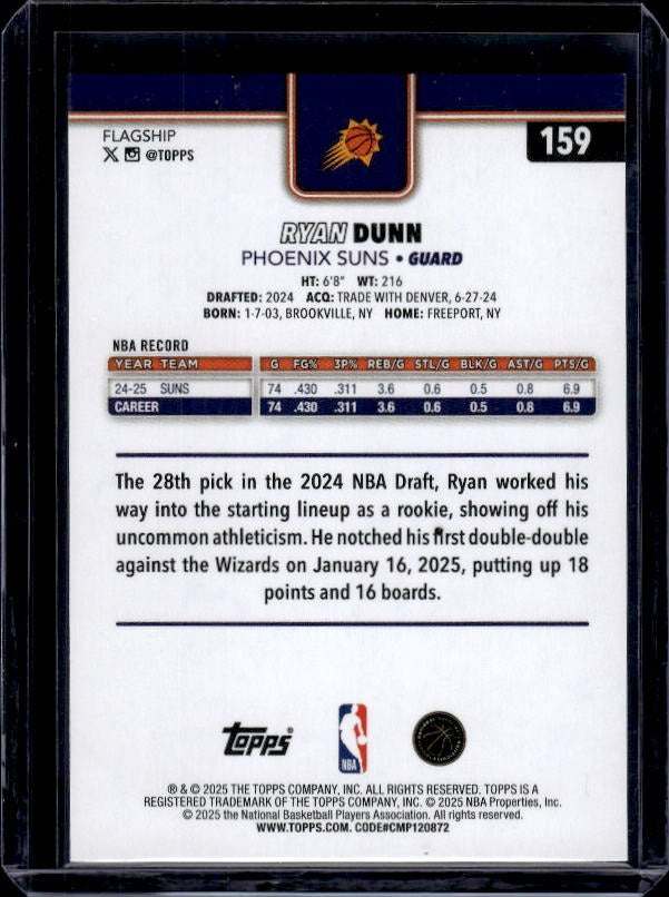 2025-26 Topps #159 Ryan Dunn Foil Pattern