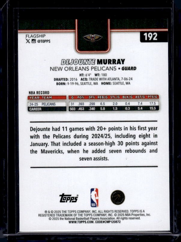 2025-26 Topps #192 Dejounte Murray Foil Pattern