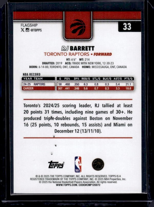 2025-26 Topps #33 RJ Barrett Foil Pattern