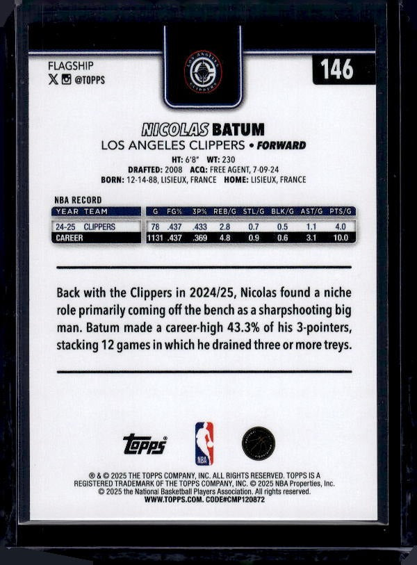 2025-26 Topps #146 Nicolas Batum Holo Foil