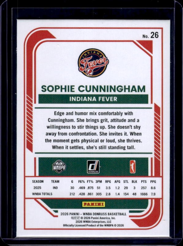 2026 Donruss WNBA #26 Sophie Cunningham