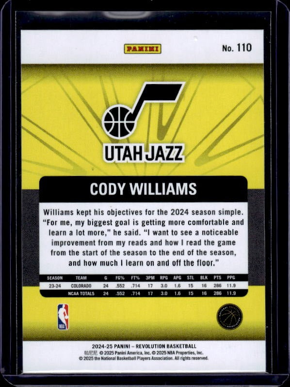 2024-25 Panini Revolution #110 Cody Williams