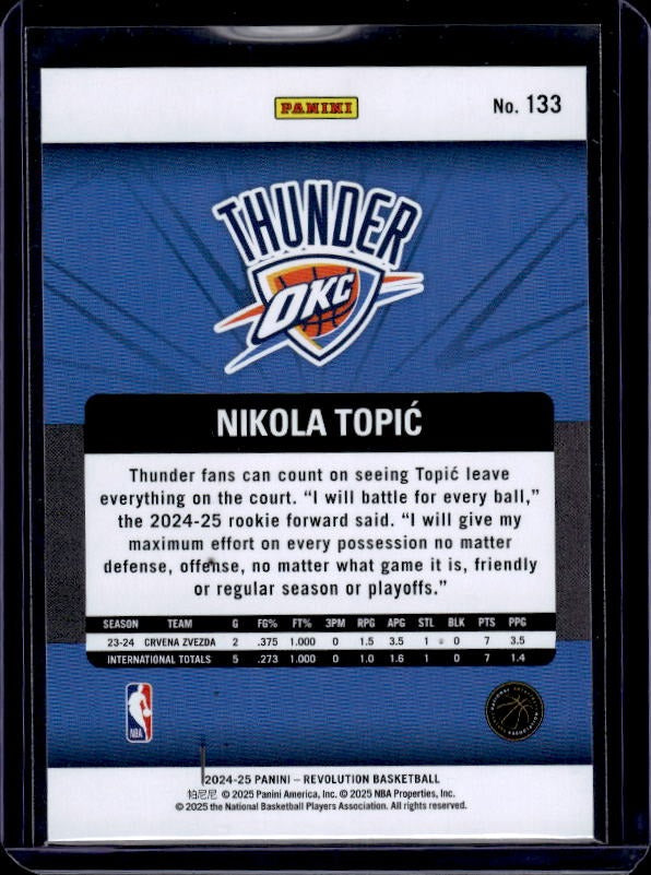 2024-25 Panini Revolution #133 Nikola Topic