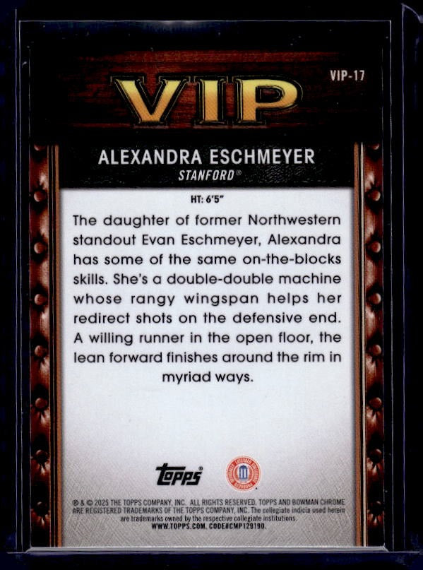 2025-26 Bowman #VIP-17 Alexandra Eschmeyer Very Important Prospects