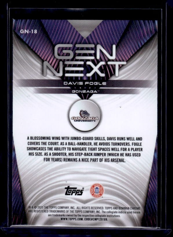 2025-26 Bowman #GN-18 Davis Fogle Gen Next