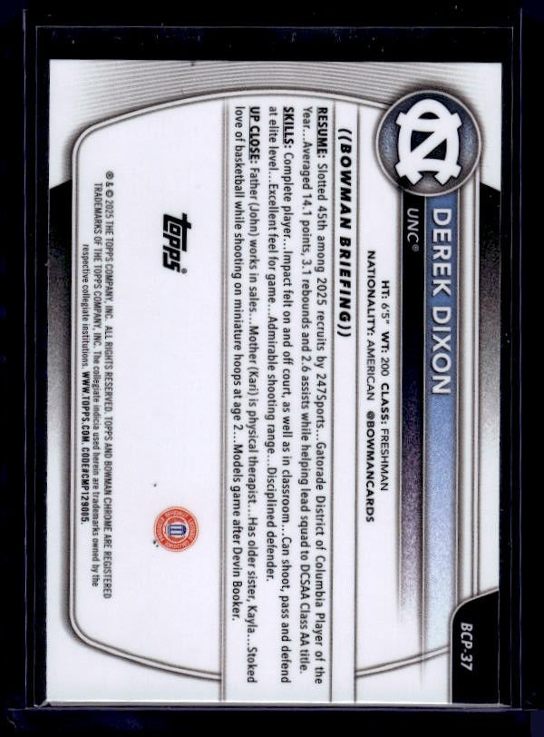 2025-26 Bowman #BCP-37 Derek Dixon Chrome Prospects Reptilian Refractor