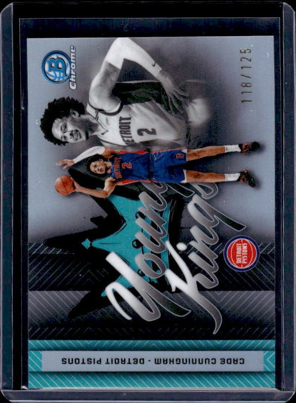 2025-26 Bowman #YK-12 Cade Cunningham Young Kings Aqua Refractor #/125