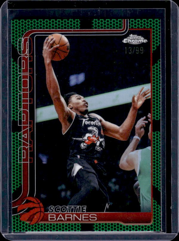 2025-26 Topps Chrome Update #47 Scottie Barnes Green Basketball Refractor #/99