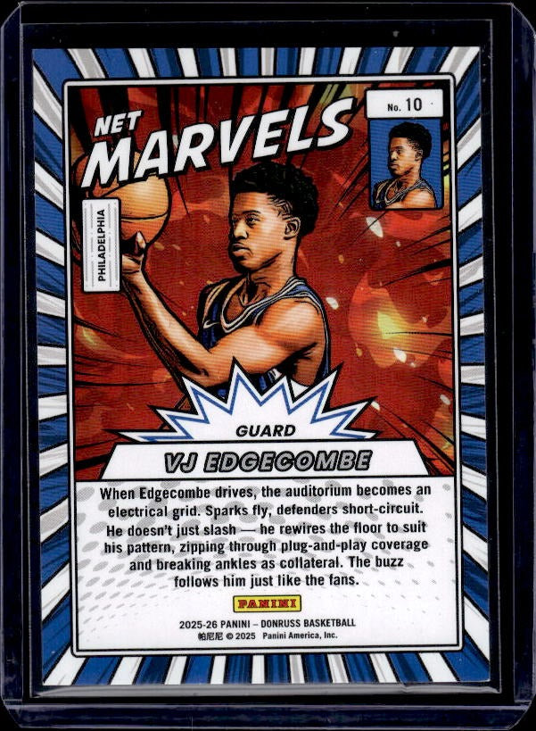 2025-26 Donruss #10 VJ Edgecombe Net Marvels Hyper #/125