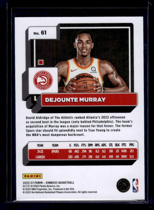 2022-23 Donruss #61 Dejounte Murray Holo Laser Blue #/49